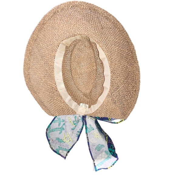 Vintage Bow Back  Straw Fedora Sun Hat - Picture 5 of 6